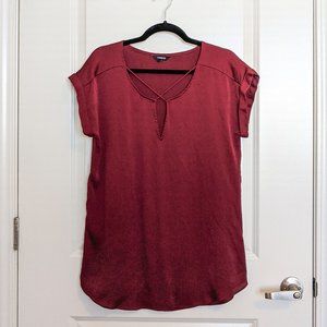 EXPRESS | Burgundy Satin Cross Front Gramercy Top